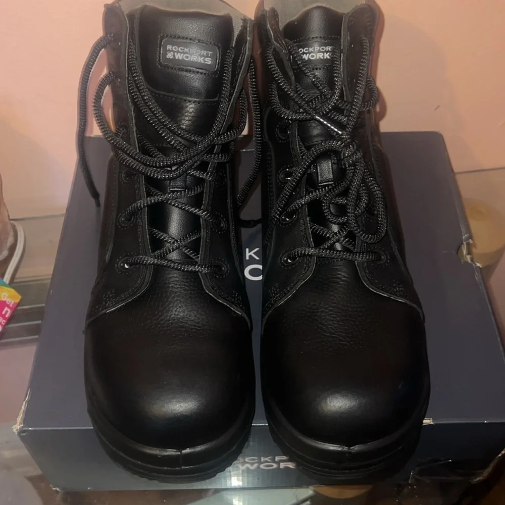 Rockport safety shoes WGRK6635 for men,black,comp toe,eh,wp,lace to toe size 12w